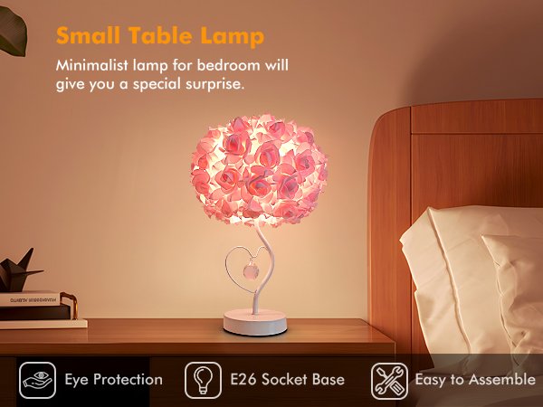 French Romantic Rose Ball Table Lamp – Girlish Heart‑Loving Crystal Pendant Desktop Night Light – Cozy Bedroom Bedside Decorative Lamp