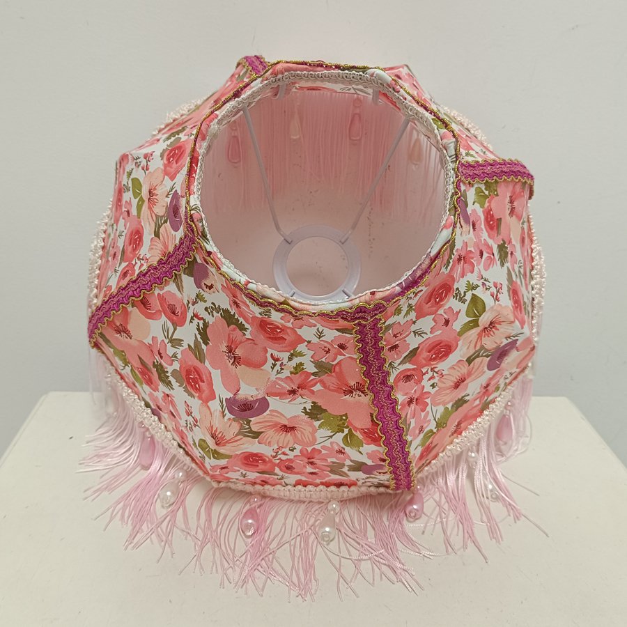 Flower‑Princess Pearl Tassel Lampshade, Girlish‑Style Wedding Room Fabric Table Lamp Shade, Decorative Replacement Shell for Atmosphere‑Creating Bedroom Table Lamp
