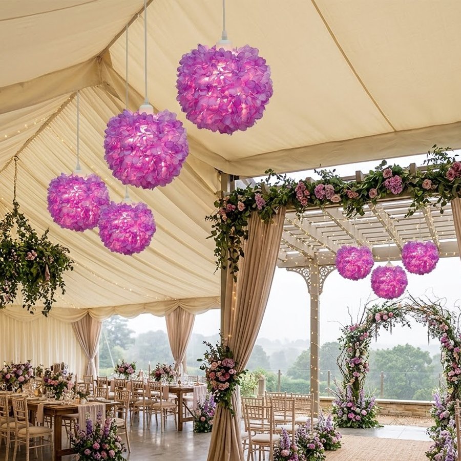 Warm and romantic spherical flower‑shaped lamp shade, aesthetic lamp shade for wedding and bedroom decoration, suitable for decorating venues of various styles
