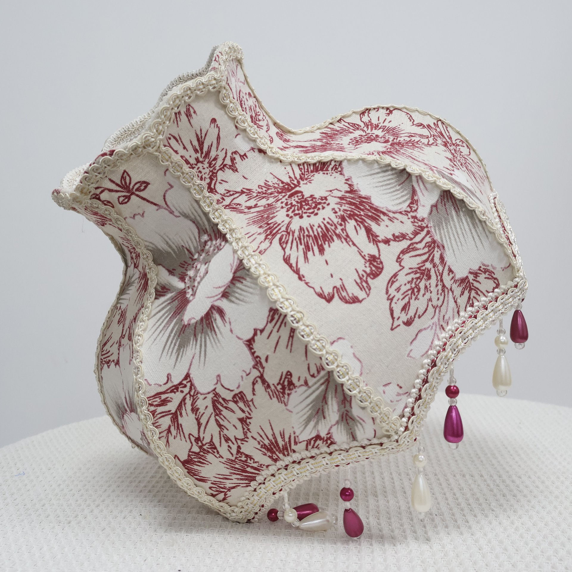 Vintage Rose Carnation Print Silk Fabric Jewel Tone Pendant Light Shade