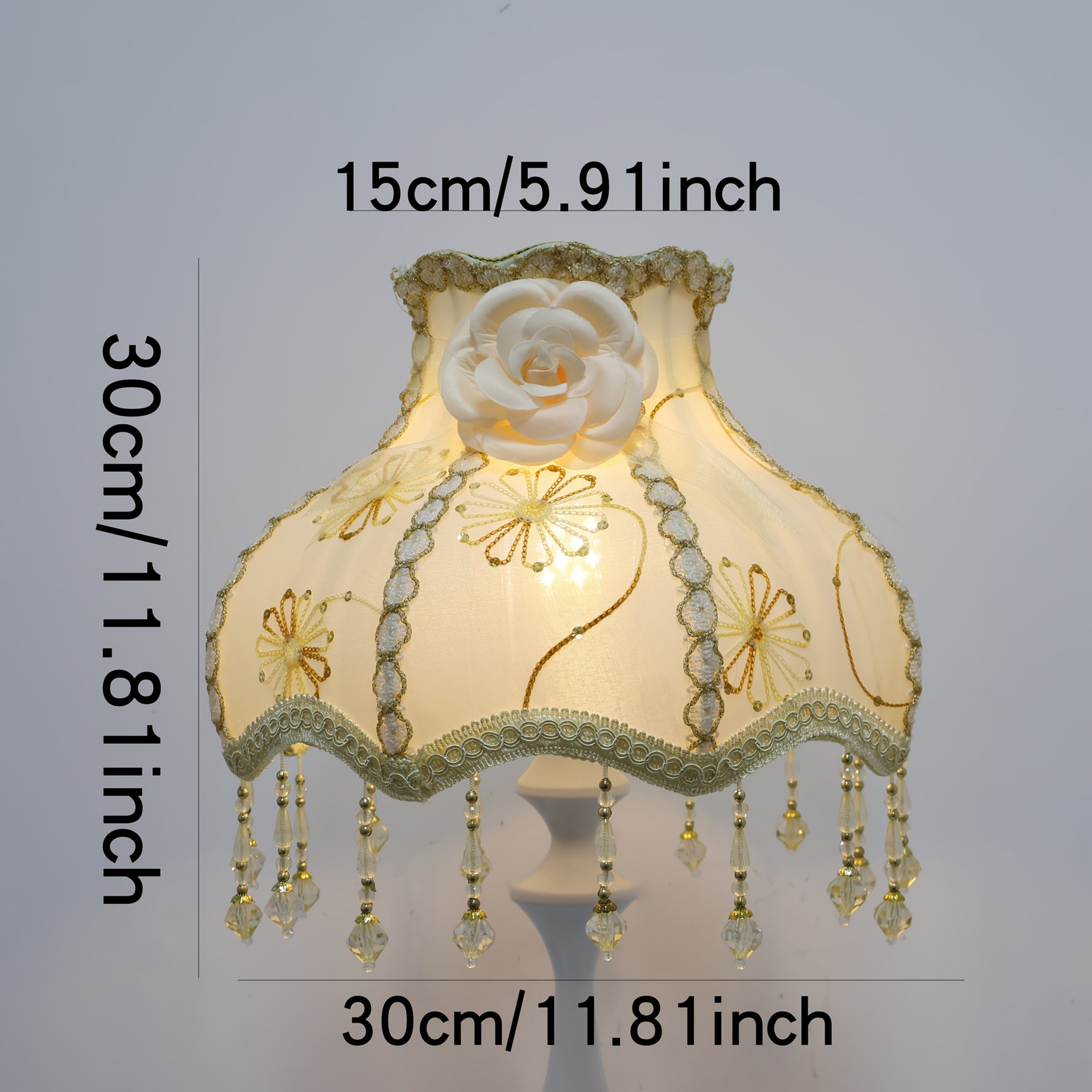 Vintage French Floral Lampshade, Victorian Jacquard Fabric Table Lamp Shade Replacement with Beaded Tassels, Antique Room Decor (Lampshade Only)
