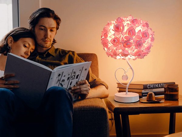 French Romantic Rose Ball Table Lamp – Girlish Heart‑Loving Crystal Pendant Desktop Night Light – Cozy Bedroom Bedside Decorative Lamp