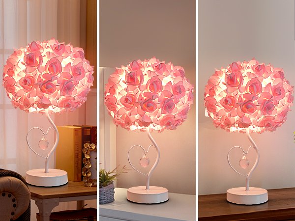 French Romantic Rose Ball Table Lamp – Girlish Heart‑Loving Crystal Pendant Desktop Night Light – Cozy Bedroom Bedside Decorative Lamp