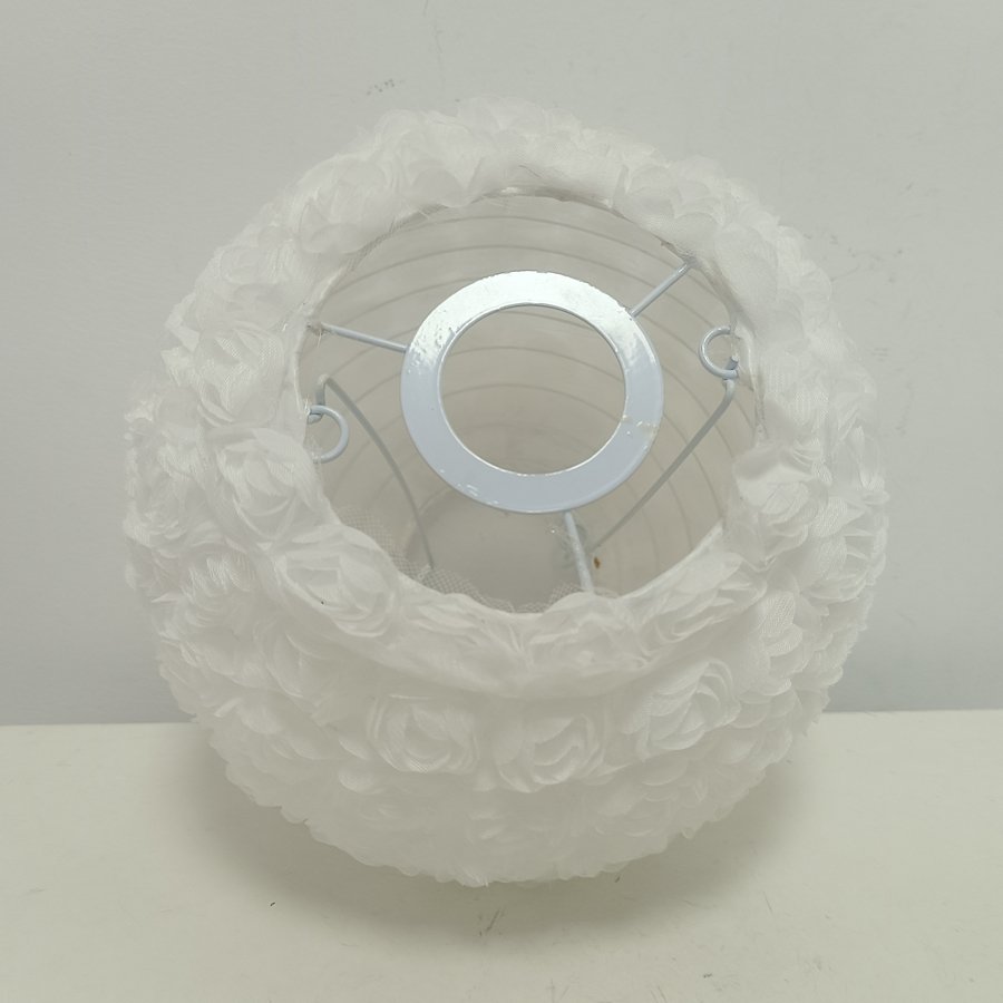 Warm and Romantic White & Taro‑Purple 3D Rose Sphere Fabric Lampshade, Replacement Lampshade Accessory for Girl‑Style Bedroom Pendant Lights and Table Lamps, Lampshade for Wedding Decorative Pendant Lights