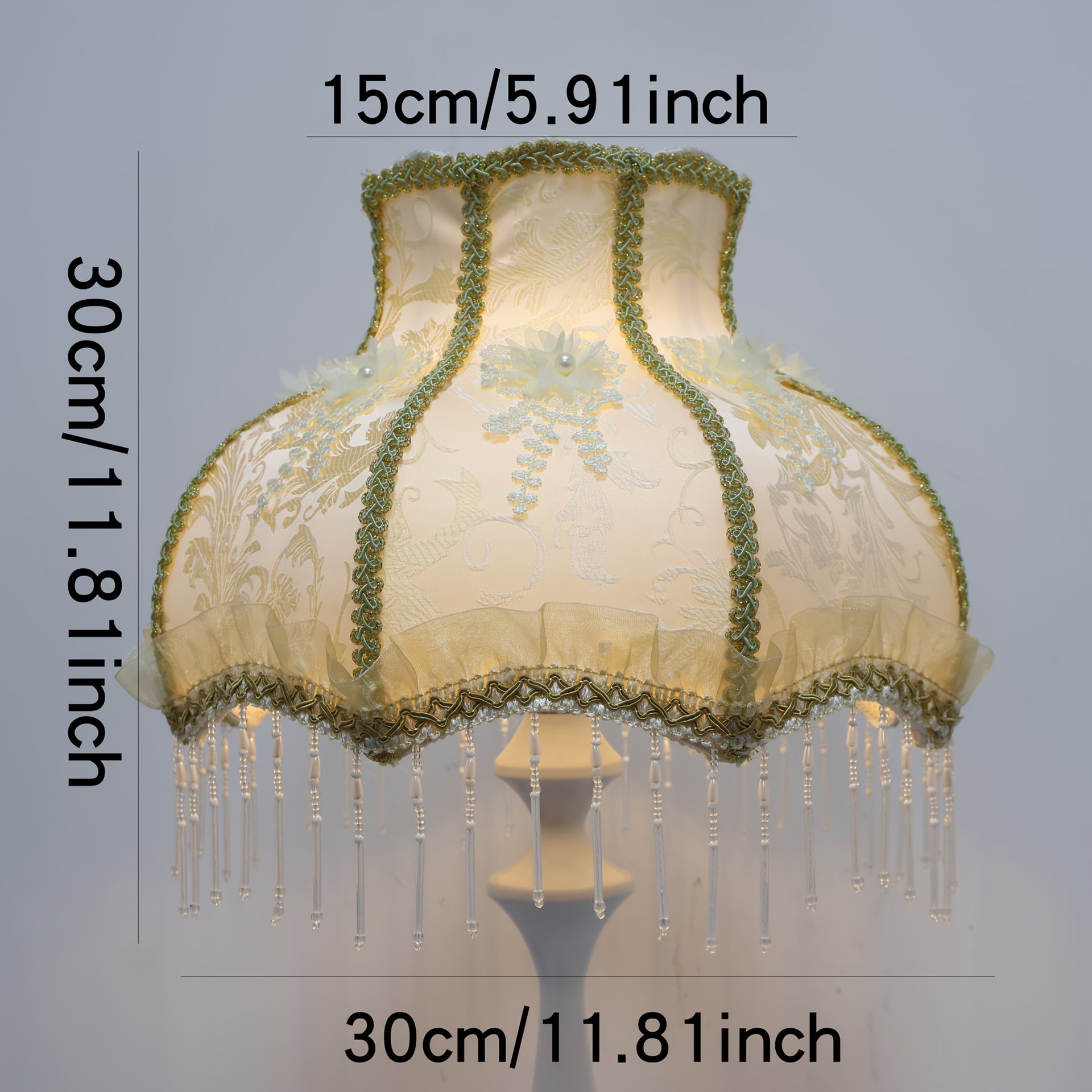Vintage-style lace silk embroidered pearl linen shades