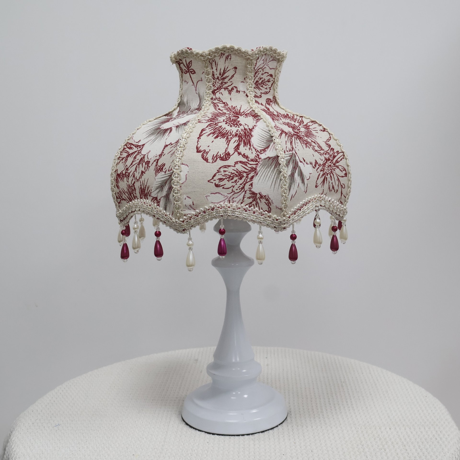 Vintage Rose Carnation Print Silk Fabric Jewel Tone Pendant Light Shade