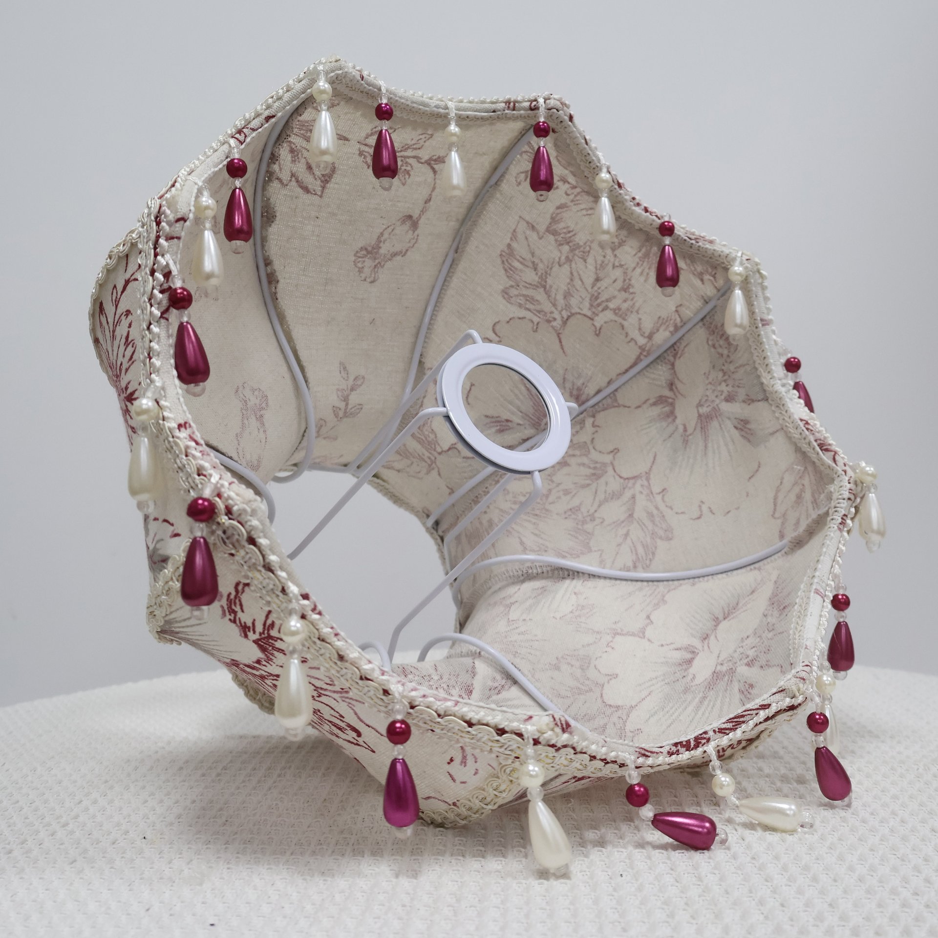 Vintage Rose Carnation Print Silk Fabric Jewel Tone Pendant Light Shade