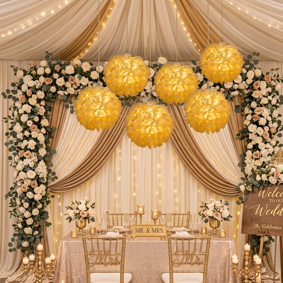 Light‑pink hydrangea spherical lampshade, artificial floral ball lampshade, flower‑shade accessories for wedding & bedroom table lamps and pendant lights