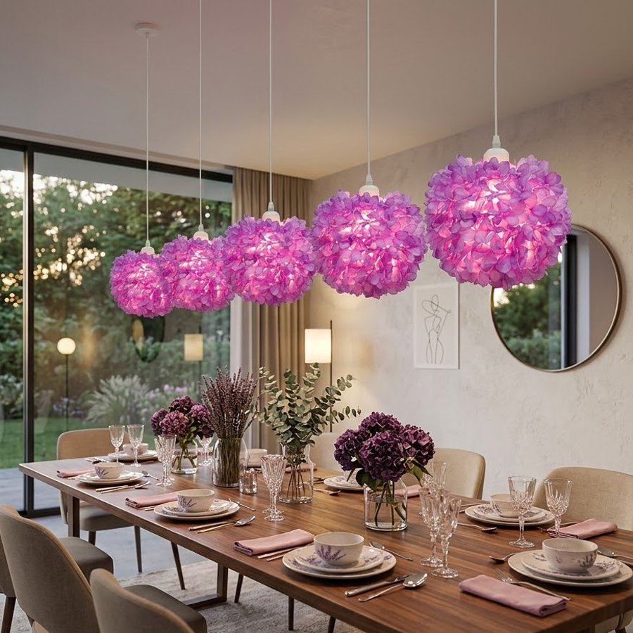 Warm and romantic spherical flower‑shaped lamp shade, aesthetic lamp shade for wedding and bedroom decoration, suitable for decorating venues of various styles