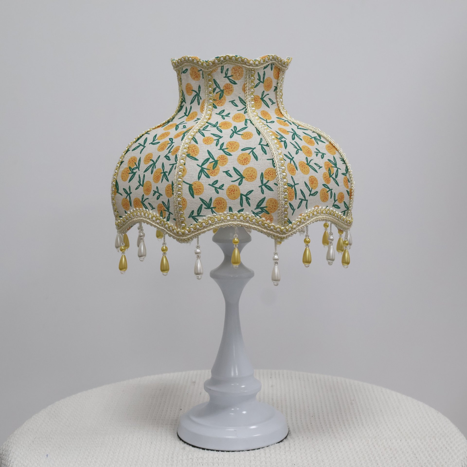 Vintage Orange Fruit Floral Pearl Gold Pearl Luo Su Shade - French Country-style Replacement Table Lamp Shade